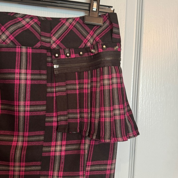 VTG Lip Service Plaid Skirt Sz M (?) Mall Goth Scene Emo Punk Pleated Grommet - Picture 10 of 16
